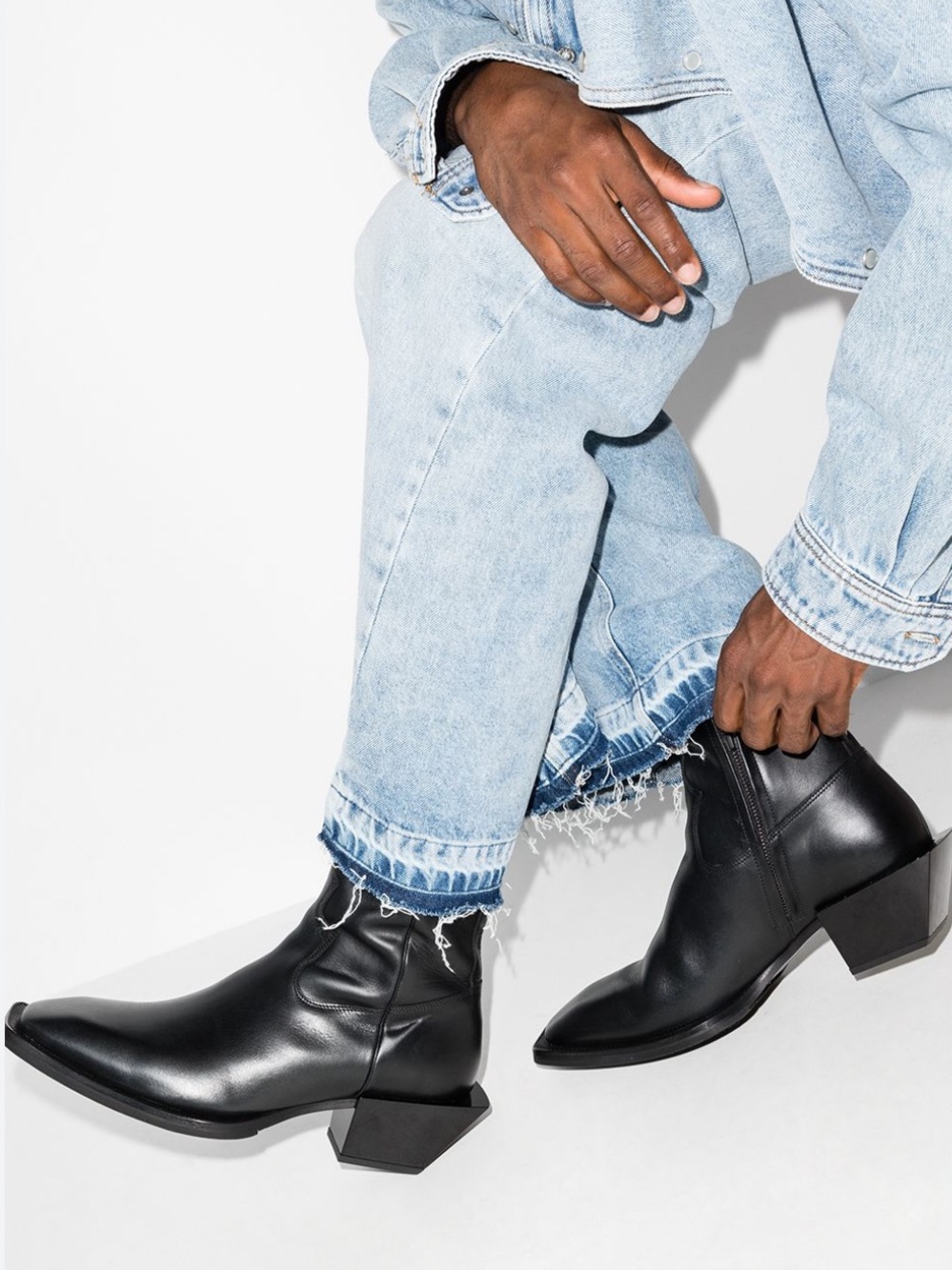Eytys Luciano Black Leather Sculpted-Heel Ankle Boots